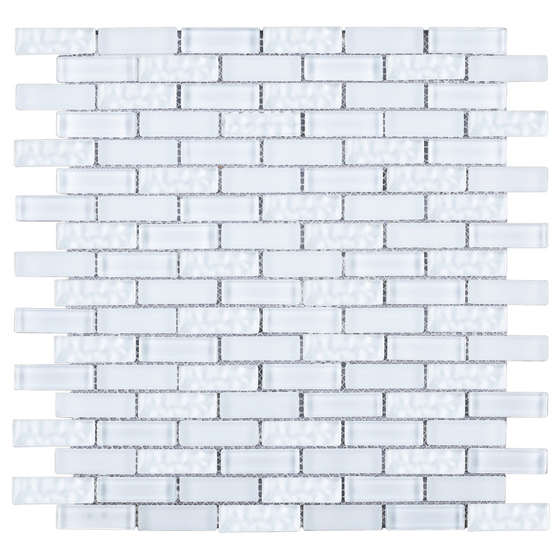 Carrelage mosaïque en verre lustré Crystile Brick 11,82 po x 12,01 po, Beige/Orange