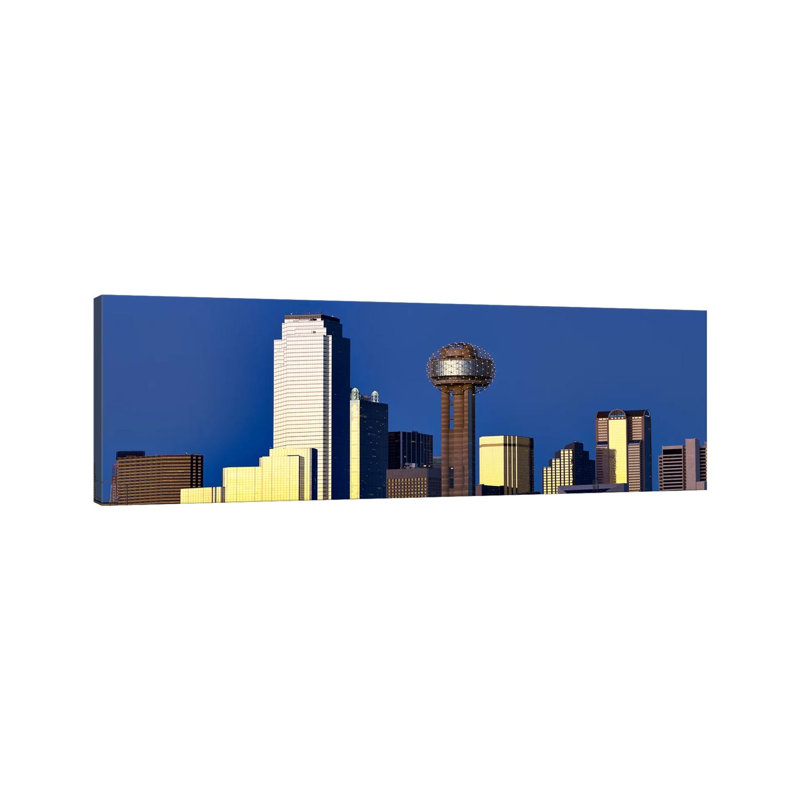 Skyscrapers in a City, Reunion Tower, Dallas, Texas, USA 1 Piece Wrapped Canvas Panoramic Wall Art