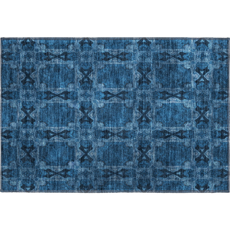 Premium Machine Washable Cerrito AMF564 Navy Rug