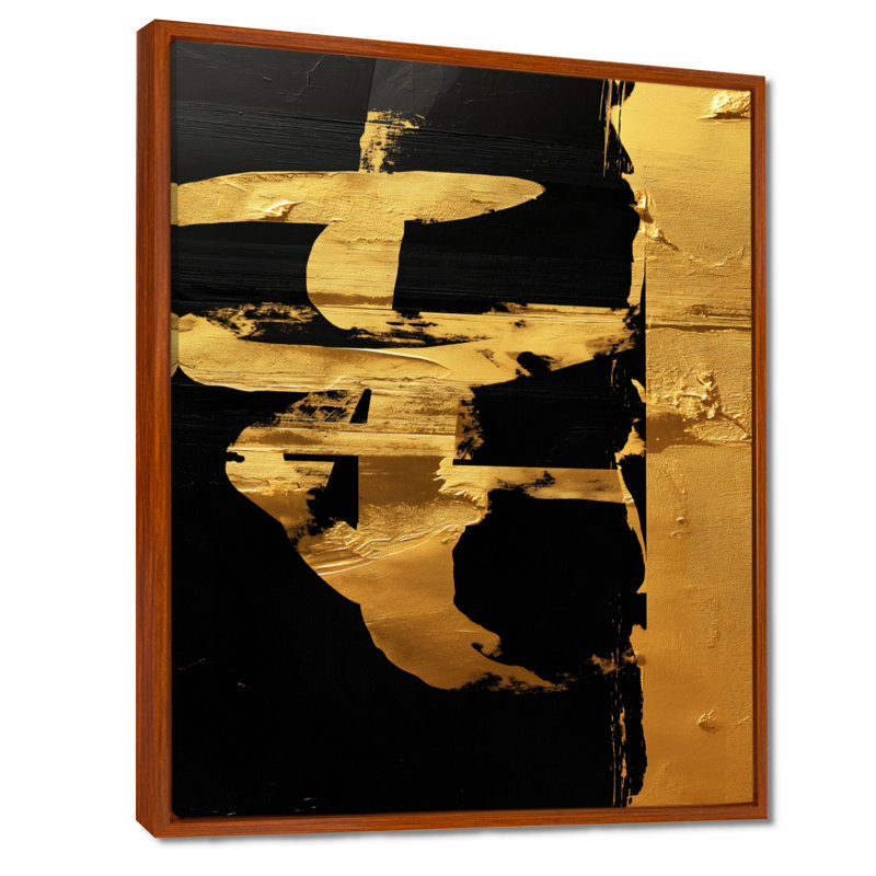 «Gold», art japonais doré, H 44 po x l 34 po x P 1,5 po, Cadre flottant brun