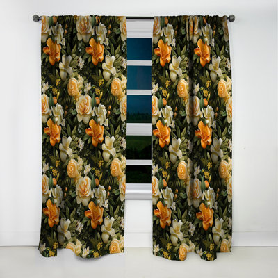 Motif floral mangue - Rideau floral - Rideau floral obscurcissant - 1 panneau