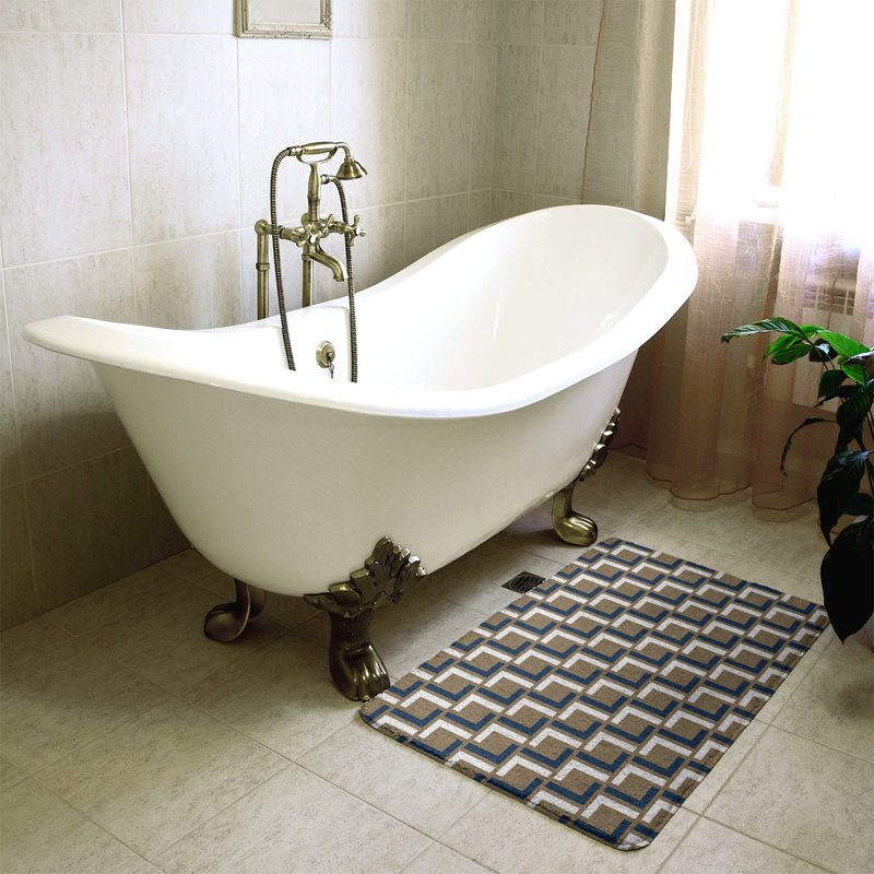 Tapis pour salle de bain Baltimore, l 21 po x L 34 po, Or New Century / bleu millénaire / blanc