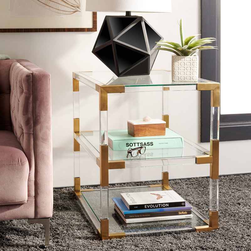 Table de bout Barthés, Transparent / laiton