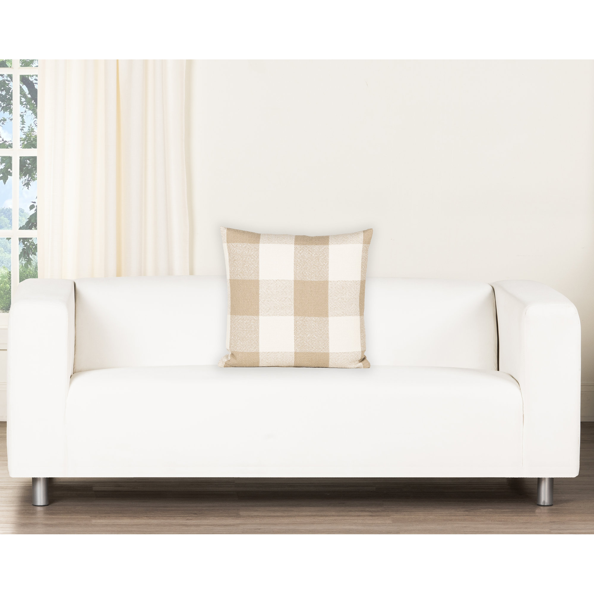 Birch Lane Cleveland Throw Pillow Throw, Brown Checkered, Square 20", Feather