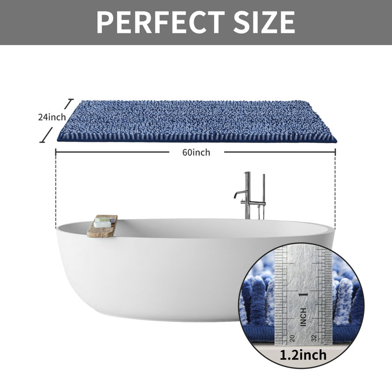 Tapis de bain Radhika, L 24 po x L 60 po, Bleu