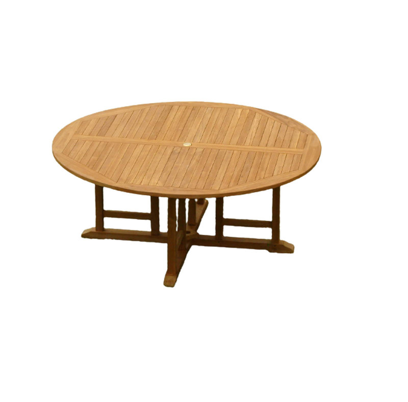 Teak 7-Piece Round Outdoor Dining Set with Stackable Chairs