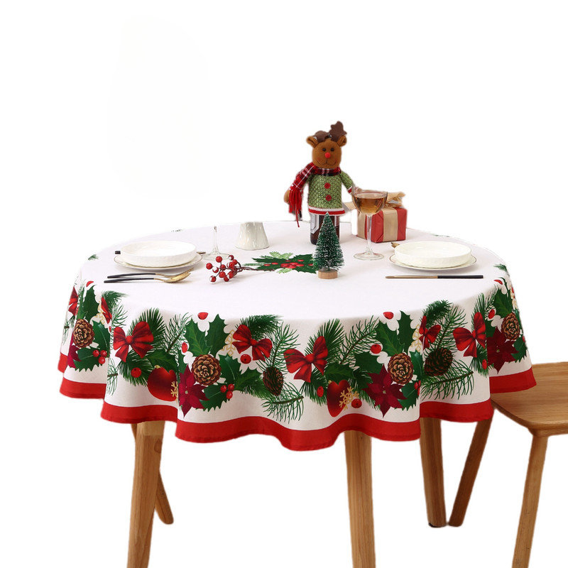 Christmas Tablecloth, Winter Greenery Decorations Farmhouse Rustic Party Outdoor Table Decor
