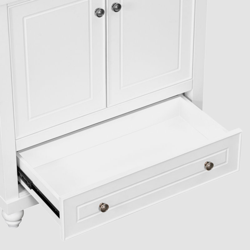 White 30" Freestanding Bathroom Vanity with Drawer and Doors
