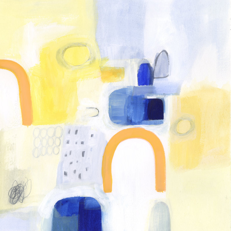 Butterscotch And Blue II by Victoria Borges - Wrapped Canvas Painting, 122cm H x 122cm W