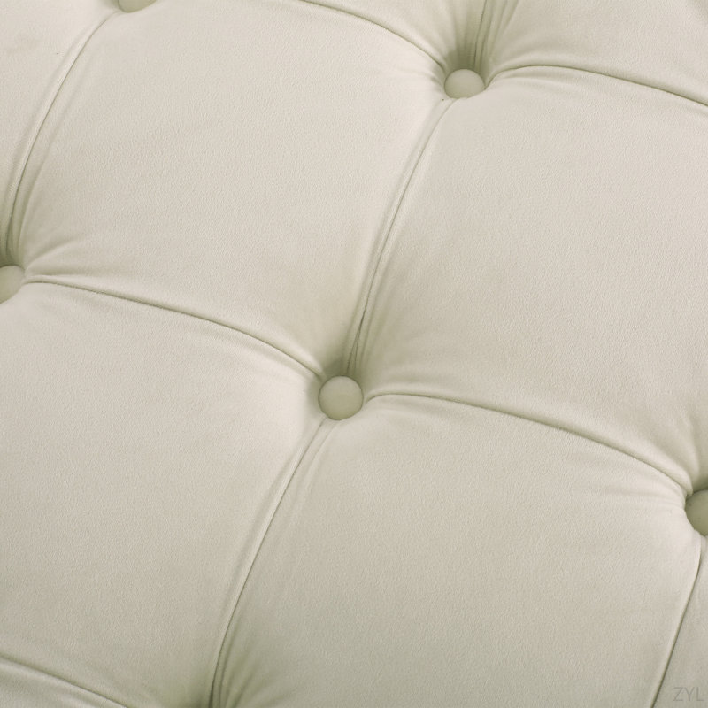 Repose-pieds rond en velours, Beige