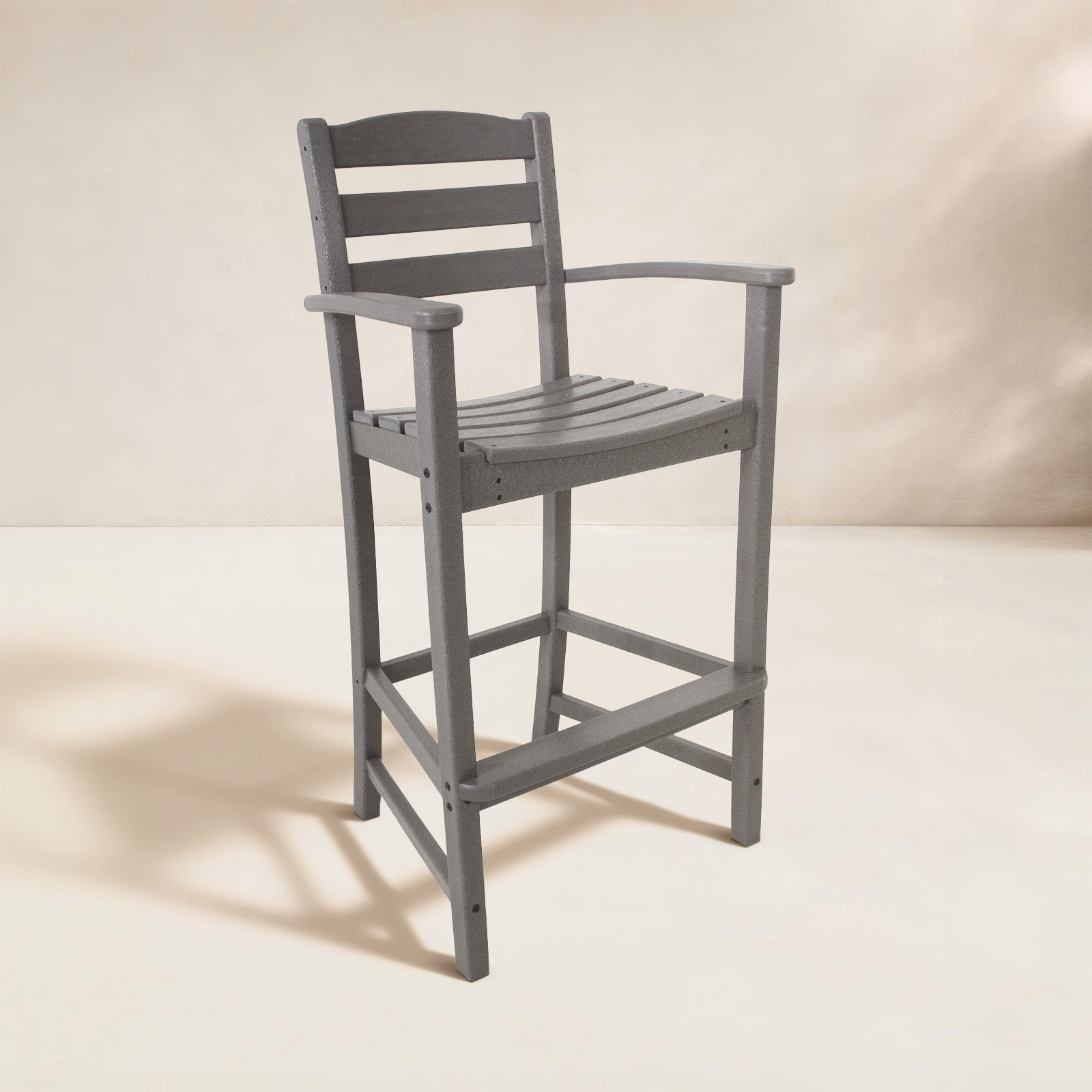 POLYWOOD La Casa Café Bar Arm Chair, Slate Gray, Bar Stool (30.13" Seat Height)