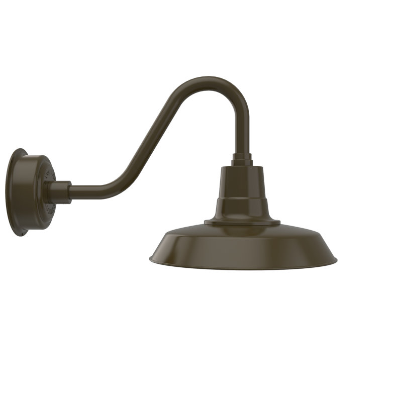 Lampe col de cygne extérieure, H 14,02 po x l 14 po x P 23,25 po, Bronze acajou