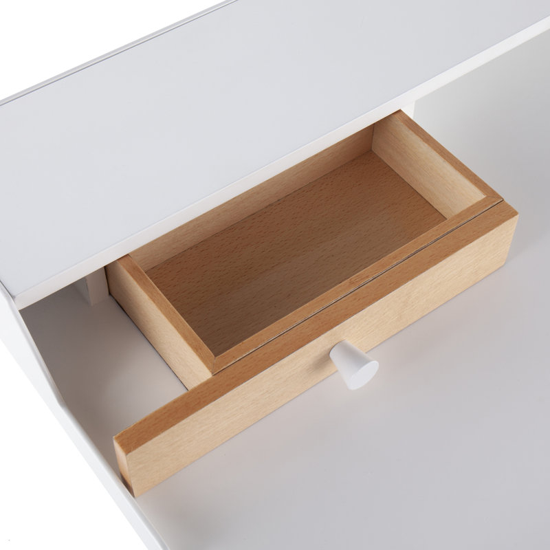 Bureau en acier blanc et bois blanc et naturel avec accents blancs