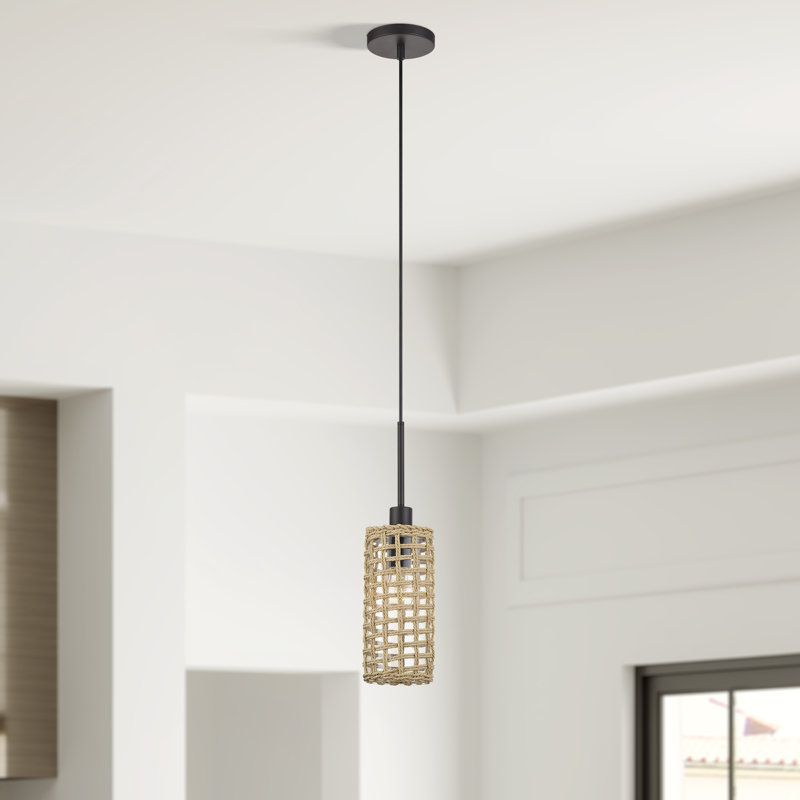 Mini-luminaire suspendu en bronze 1 lumière Cassiday, Bronze, Beige