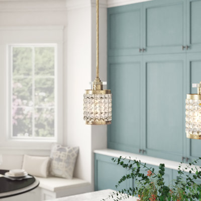 Luminaire suspendu cylindrique simple à 1 lumière avec accents de cristal Belisle