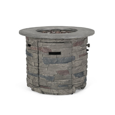 Outdoor 32" Round MgO Propane Fire Pit, Grey Top - 40,000 BTU