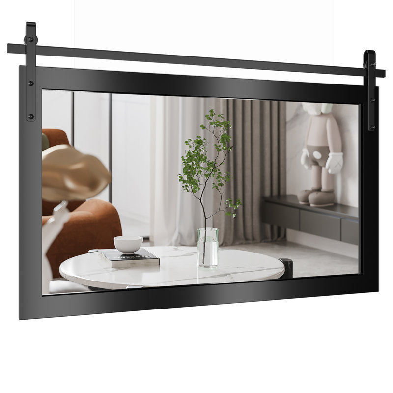 Miroir d'appoint de salle de bain Farmhouse, Noir, 26 po x 40 po