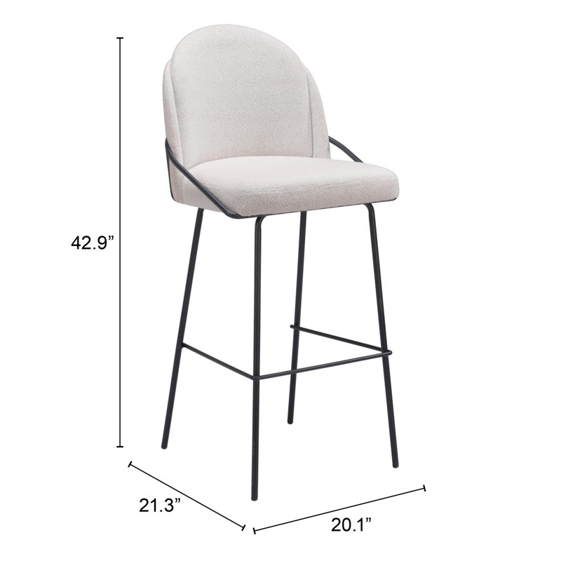 Aleashia Upholstered Counter Stool, White, Bar Stool (30.3" Seat Height)