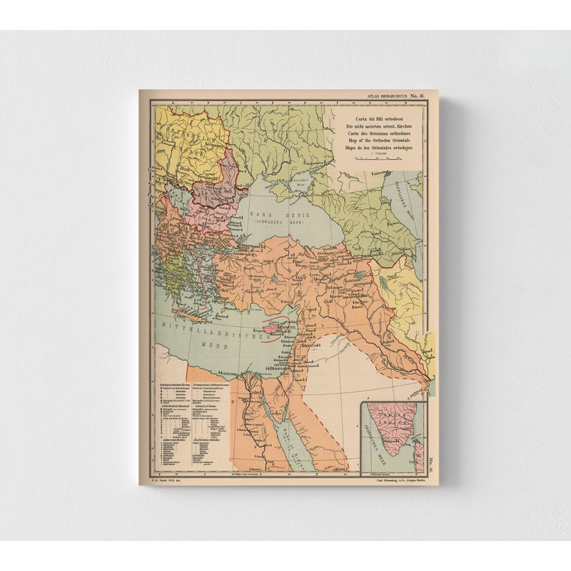 Orthodox Orientals Middle East - Streit 1913, bibliothèque, décoration murale, impression d'affiche de bibliothèque, affiche de carte de maison de campagne rustique
