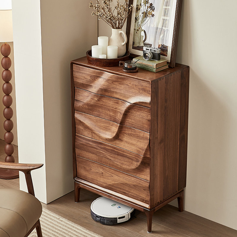 Casier vintage en bois massif noyer noir