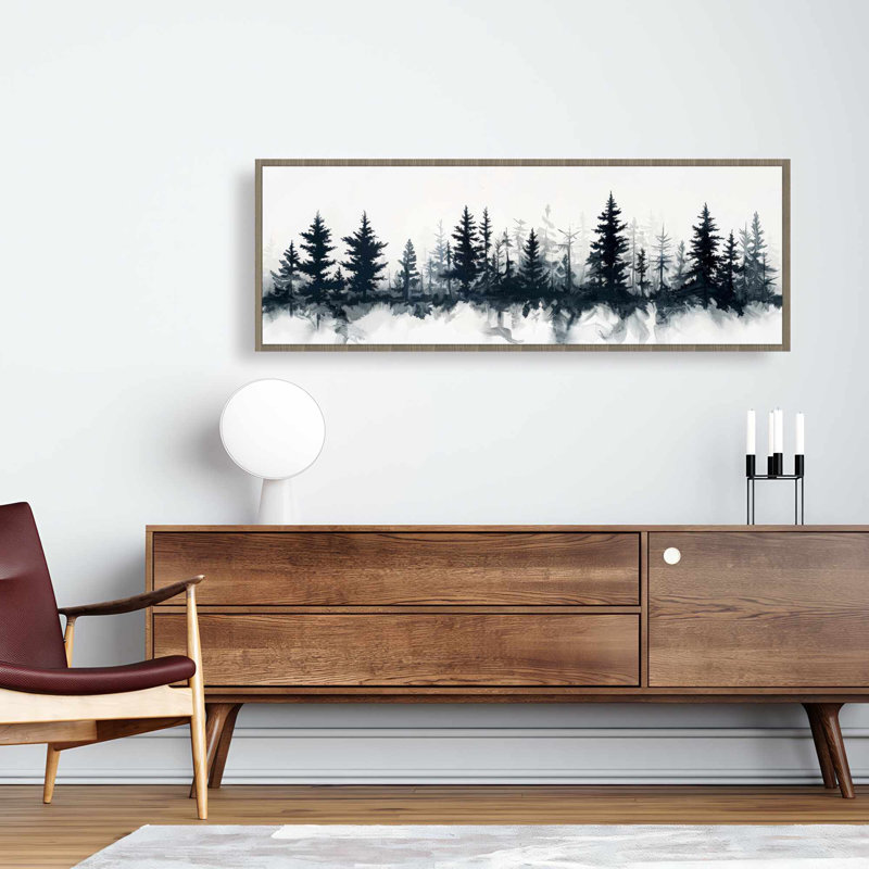 Tree Line - Toile encadrée beige pour une décoration intérieure élégante, H 17,25 po x l 49,25 po