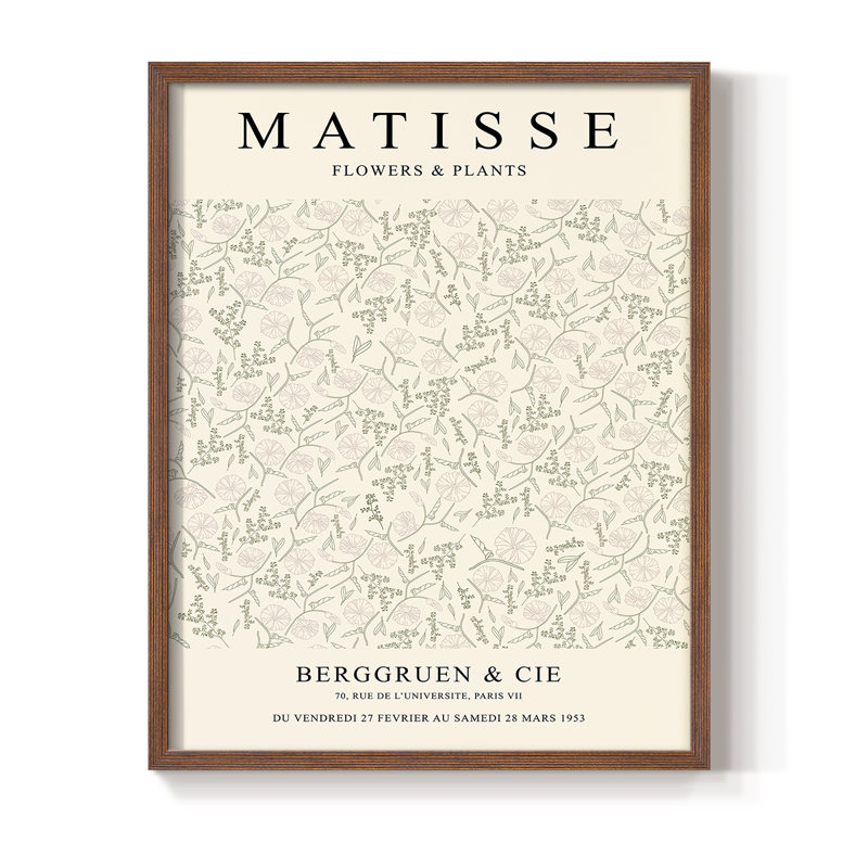 Matisse CCIV, reproduction encadrée - bois massif, H 28 po x l 22 po, Brun