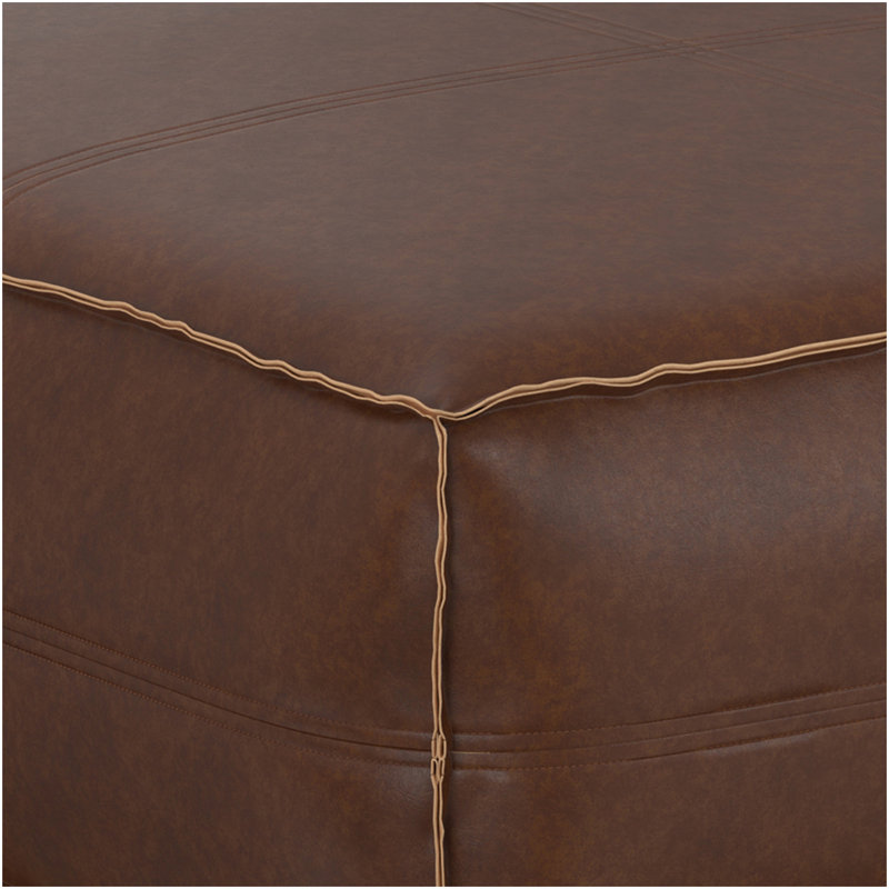 Brody - Très grand repose-pieds de table basse - Brun foncé vieilli, Simili cuir brun foncé