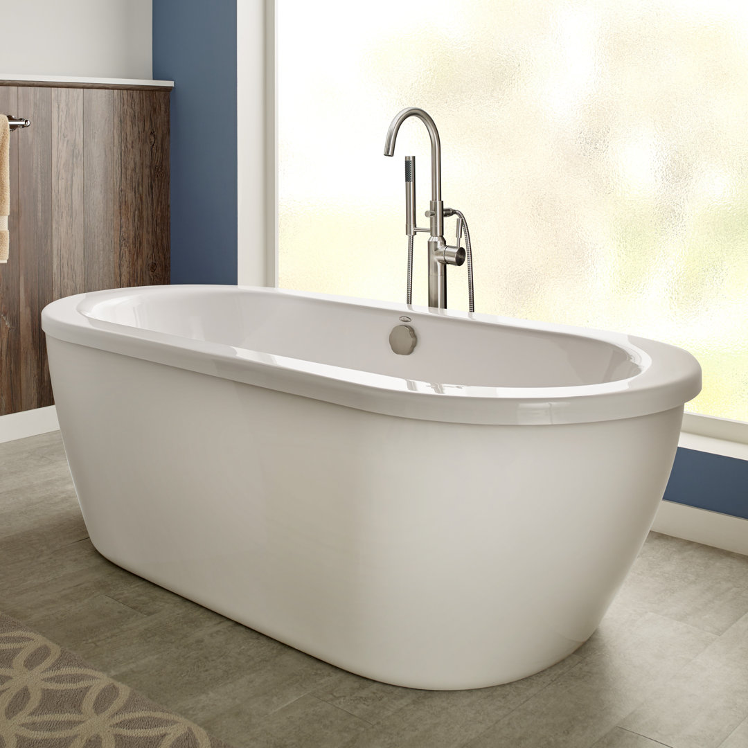 Cadet 66'' x 42'' Freestanding Soaking Acrylic Bathtub with Faucet American Standard