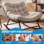 Chaise berçante en rotin, fauteuil intérieur / extérieur avec coussin amovible, robuste, pieds antidérapants, blanc-965474320