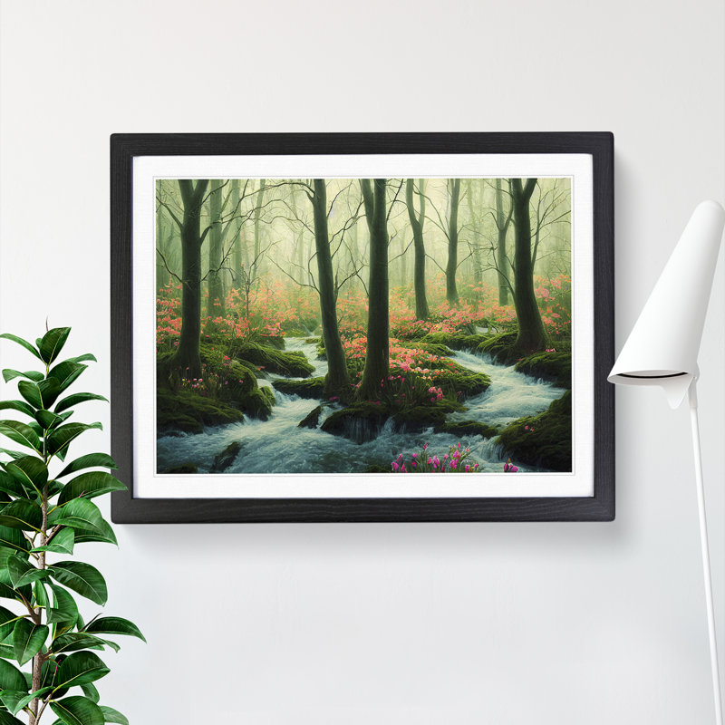Ethereal Spring Forest - Framed Print, Black, 46cm H x 64cm W x 2cm D