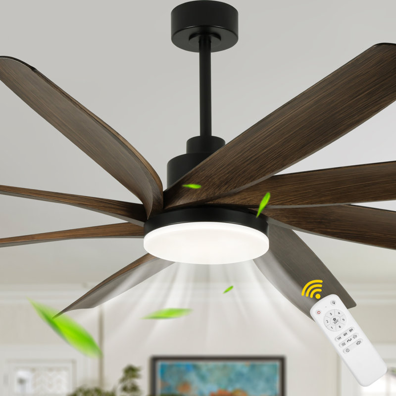 72" Black Propeller Large Ceiling Fan with Light and Remote Control, 3-Color Temperature, 6-Speed Quiet DC Motor Ceiling Fan for Living Room, Bedroom