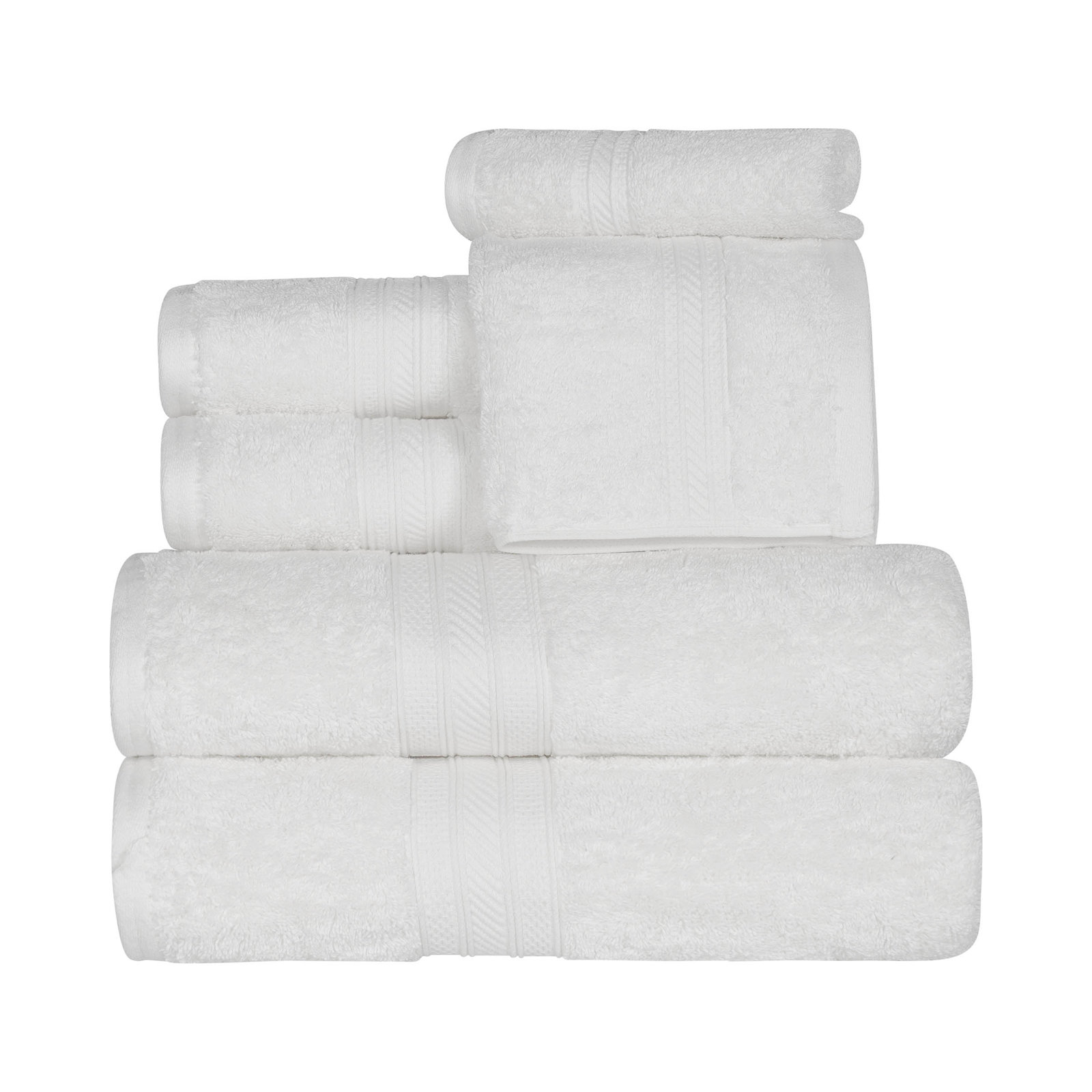 6-Piece Combed Cotton Towel Set, White