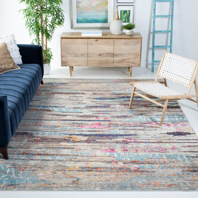 Riccio Abstract Gray/Turquoise/Brown Area Rug