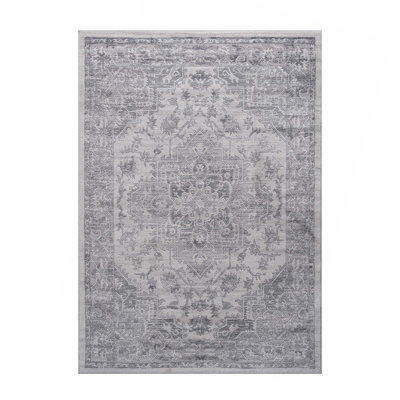 Collection Silver/Oriental Non-Shedding Living Room Bedroom Dining Home Office Stylish And Stain Resistant Area Rug