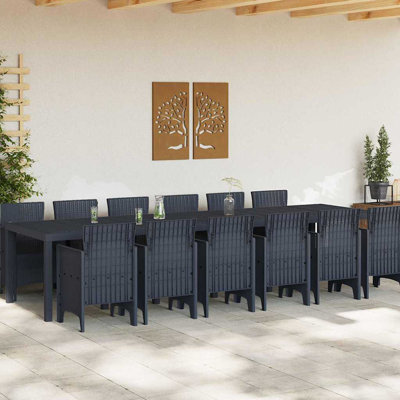 vidaXL Garden Dining Set 13 pcs Anthracite Polt rattan