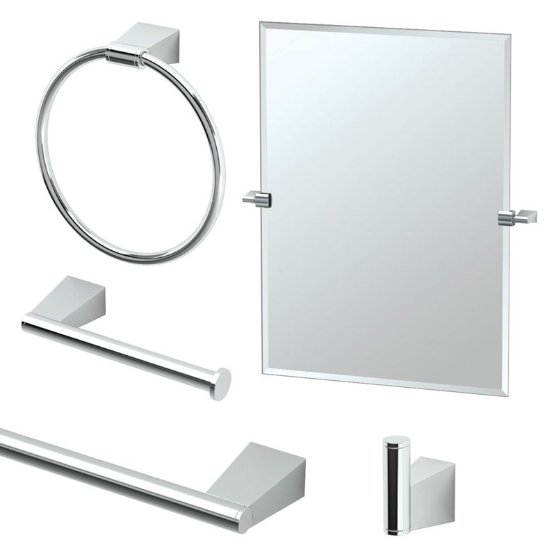 Ensemble de quincaillerie de salle de bain 5 pièces Bleu, Chrome
