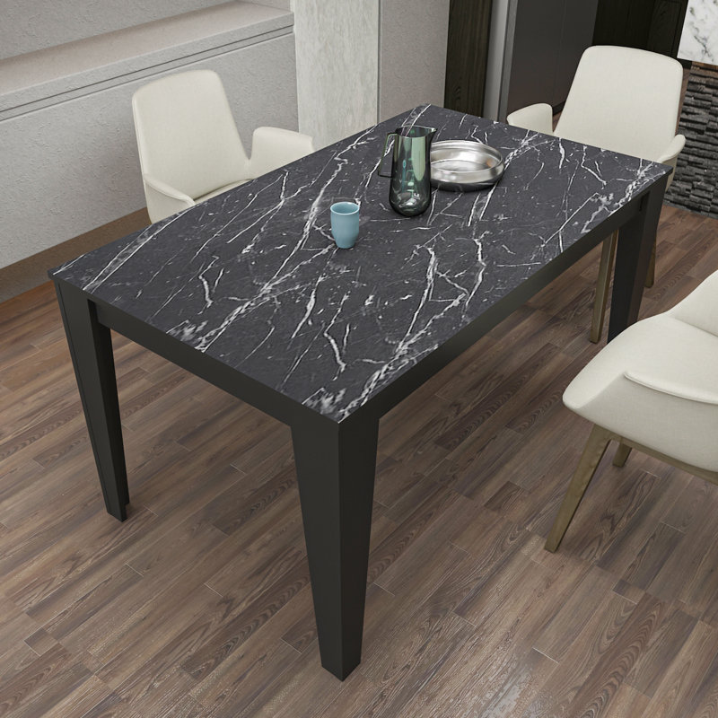 Ishamel Rectangular 145cm L x 85cm W Dining Table, Black