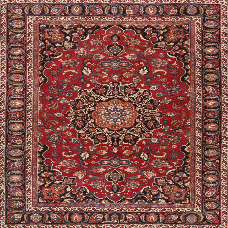 Tapis brun à motif oriental, Carré 8 pi