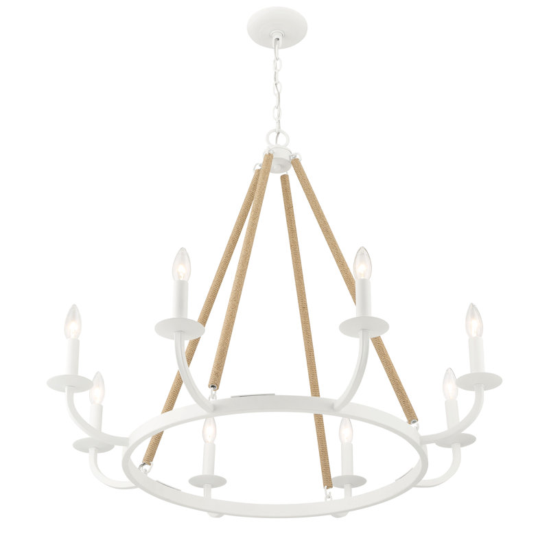 Evanelle 8 - Light Dimmable Wagon Wheel Chandelier