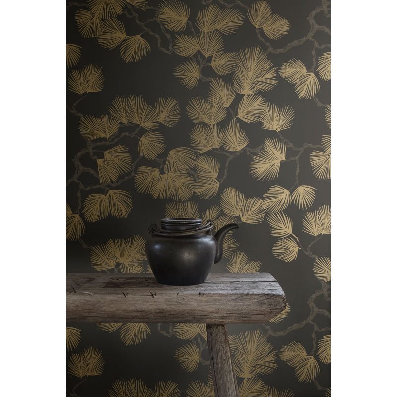 Mons Klint Floral Matte Wallpaper Roll, Black