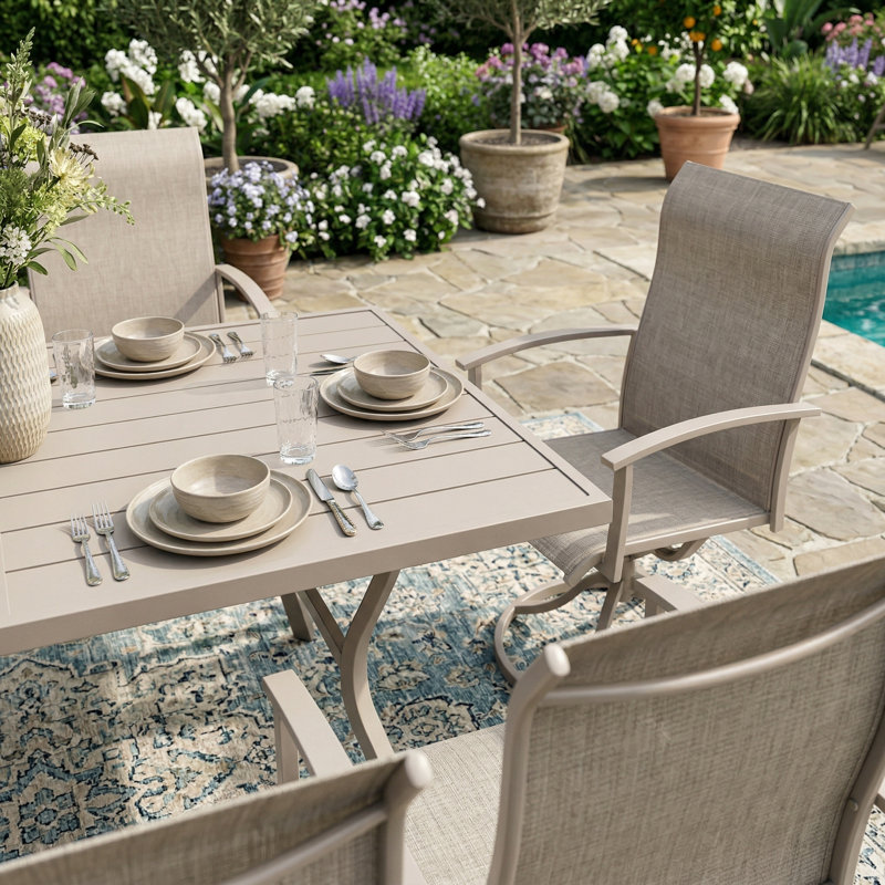 Ensemble repas d'extérieur 70 "pour 70 personnes, Cream/Beige