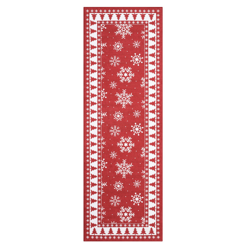 Tapis de Noël de Noël avec tapis de flocons de neige et tapis de Noël décoratif pour les fêtes, antidérapant, antitaches et lavable à la machine