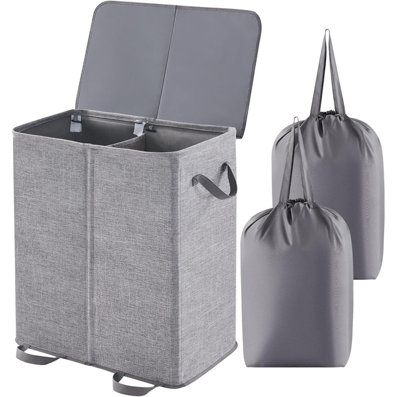 Laundry Hamper with Handles, Gray