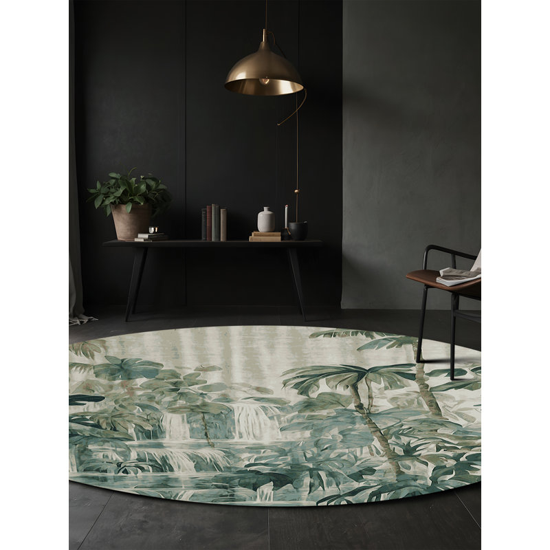 Tapis vert soyeux et moelleux, Rond 3 pi