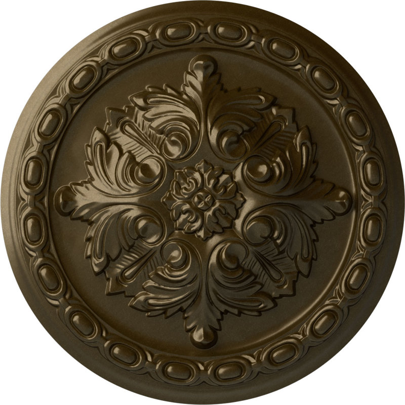 Endurathane Acanthus Ceiling Medallion, 11 3/8"OD x 2"P, Hand-Painted Brass Finish, Brass