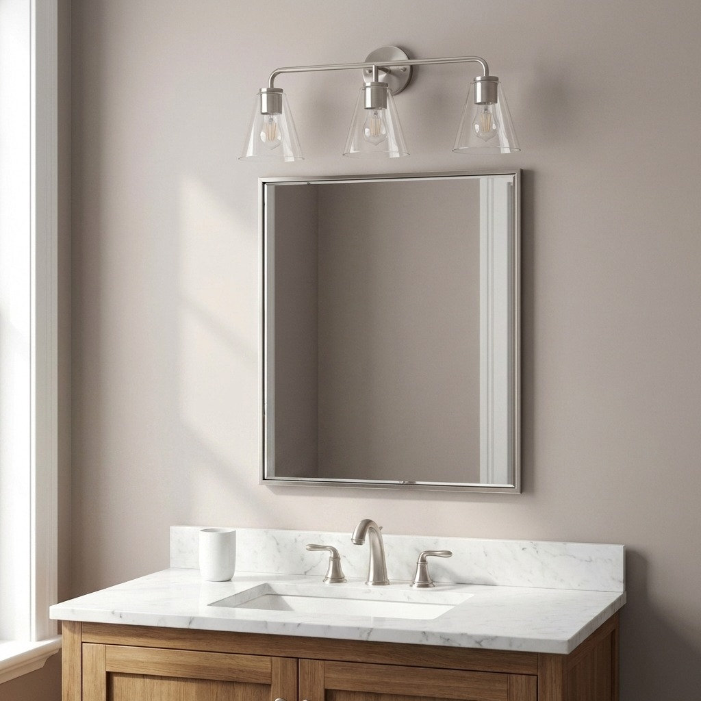 Senda One Light Vanity, Clear, 3, Brushed Nickel