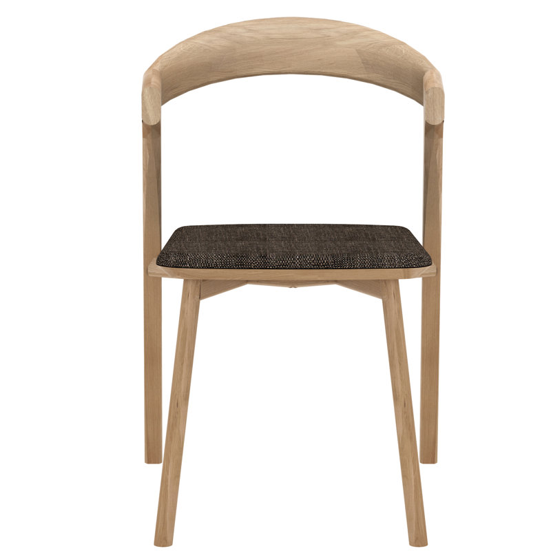 Bok Upholstered Dining Chair, Dark Brown Polyester Blend/Acrylic, Varnished Oak