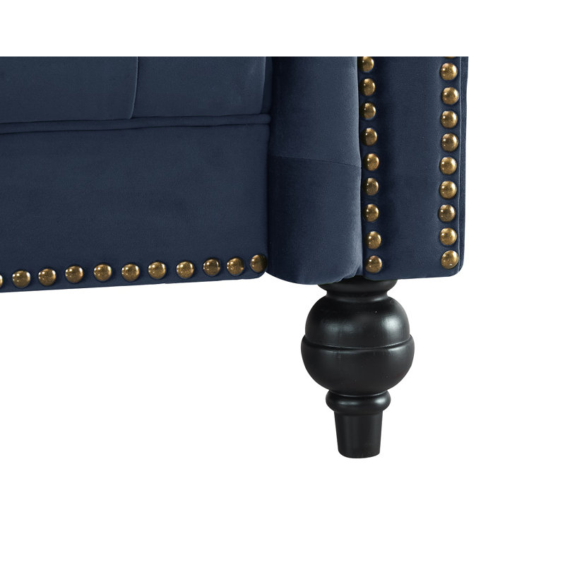 Dahlstrom 1 Seater Velvet Loveseat, Midnight Blue