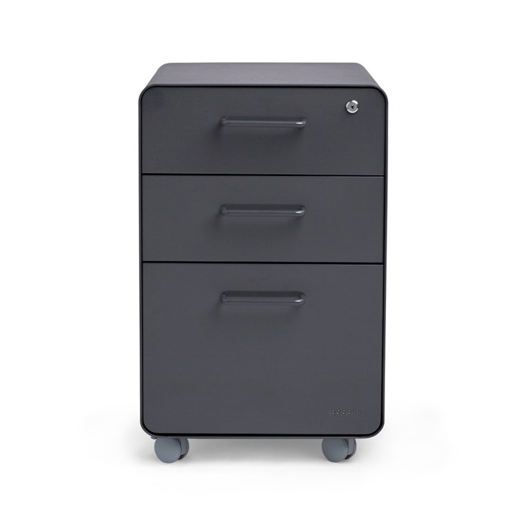 Poppin White 3-Drawer Stow Locking Filing Cabinet