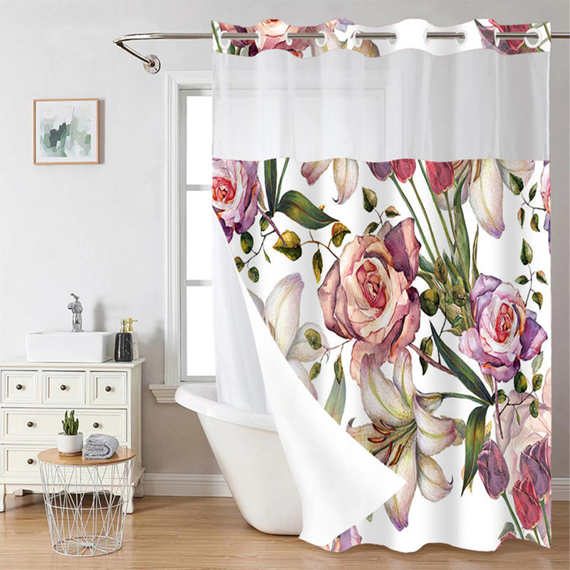 Rideau de douche à double couche, H 72 po x l 60 po